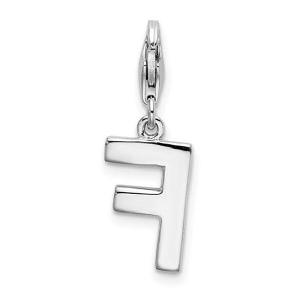 Amore La Vita Sterling Silver Rhodium-plated Polished CZ Letter F Initial Charm - Picture 4 of 4
